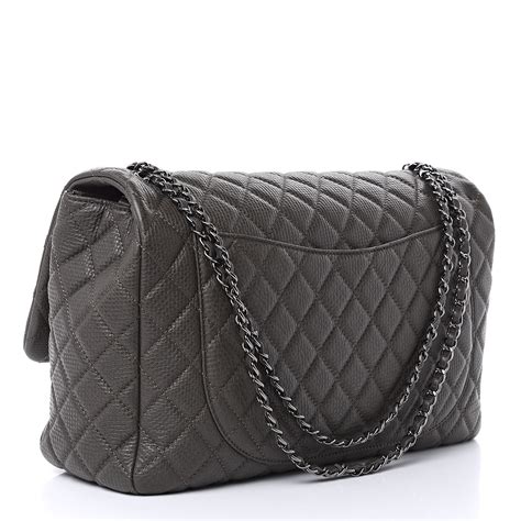 Chanel Calfskin Quilted Small Xxl Travel Flap Bag Khaki 507605