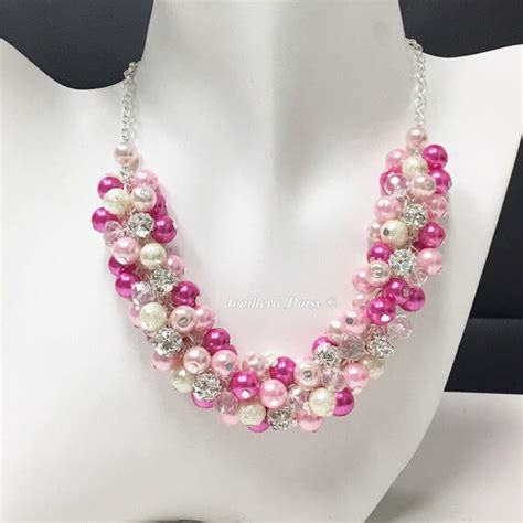 Hot Pink Bridesmaid Jewelry Shade Of Pink Necklace Bridesmaid