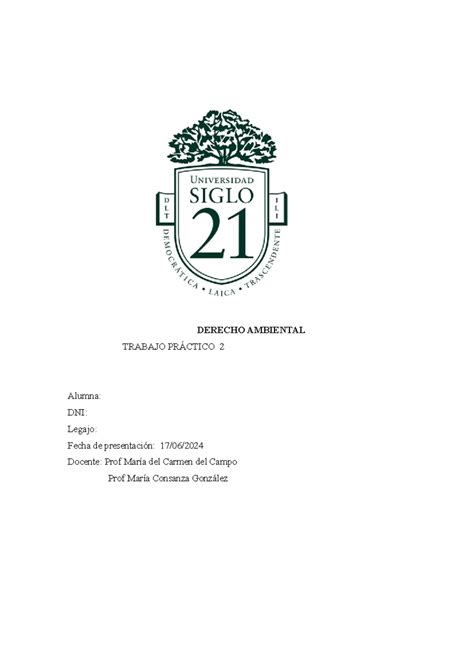 TP 2 Derecho Ambiental Julio 24 DERECHO AMBIENTAL TRABAJO PRÁCTICO 2
