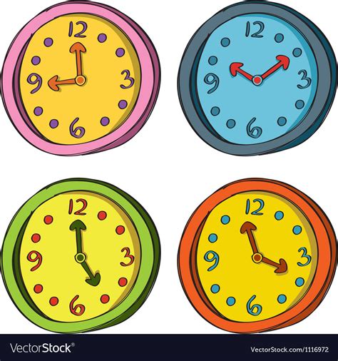 Clocks color set Royalty Free Vector Image - VectorStock