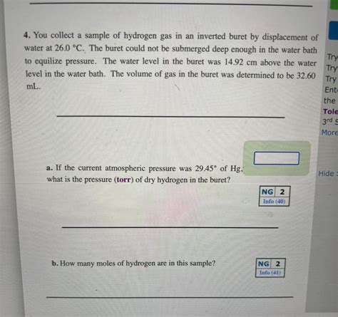 Solved You Collect A Sample Of Hydrogen Gas In An Inverted Chegg