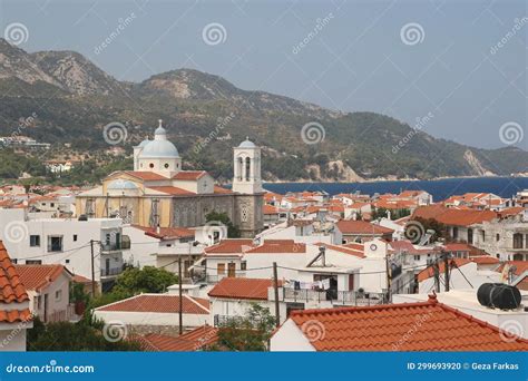 A View Of The Rooftops Of Houses And The Church Of St Nicholas In The