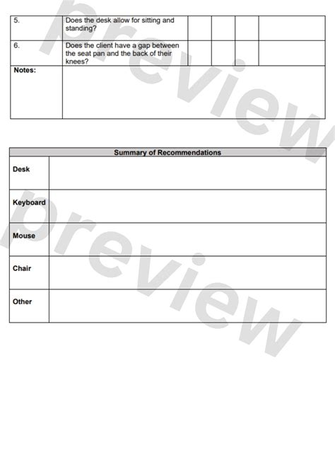 Ergonomic Workstation Assessment Template Occupational Therapy