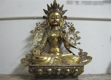 Wholesale Factory Tibet Folk Buddhism Bronze Gild White Tara