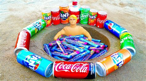 Stretch Armstrong And Mentos Vs Coca Cola Different Fanta Cans Pepsi