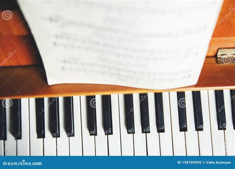 Music book on piano stock photo. Image of concert, detail - 139709992