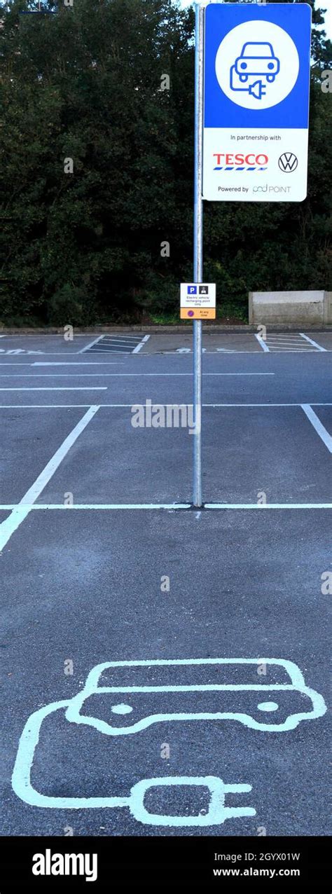 Electric Car Vehicle Charging Bay Tesco Carpark Hunstanton Norfolk