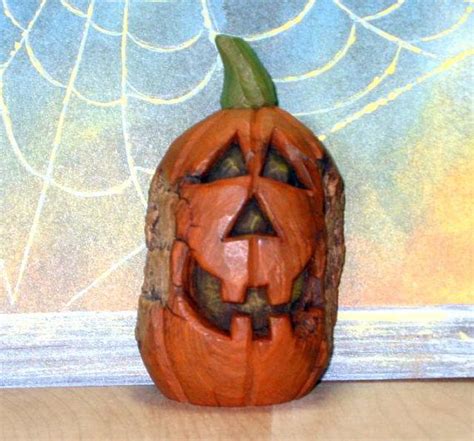 Hand Carved Jack O' Lantern Wood Carving Original | Etsy | Carving ...