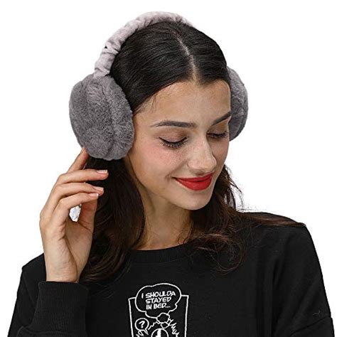 LETHMIK Faux Fur Ear Warmers Outdoor Foldable Winter Earmuffs Womens