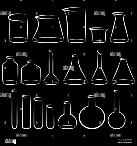 Set Of Different Sizes Shapes And Types Of Chemical Test Tubes Vector