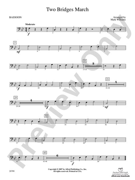 Two Bridges March Bassoon Bassoon Part Digital Sheet Music Download