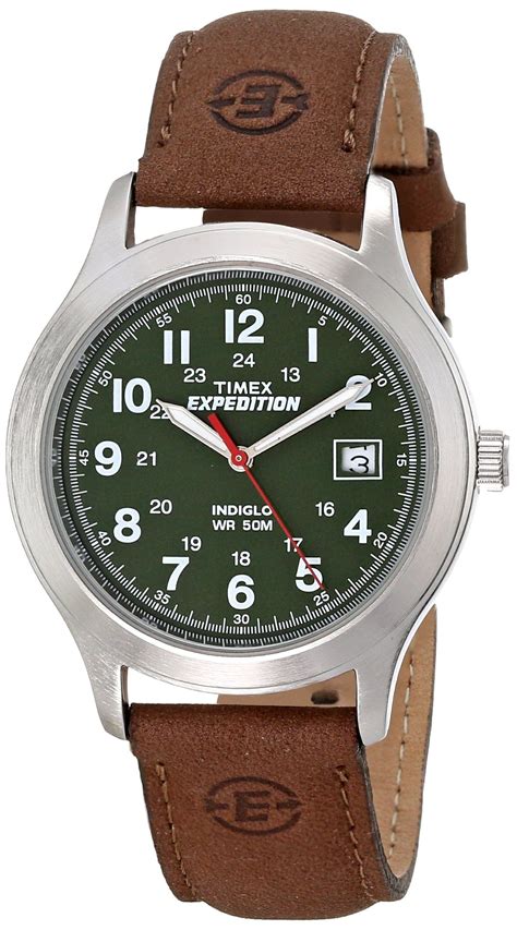 Timex Men S Expedition Metal Field Watch Brown Leather Strap Watch Brown Leather Strap Timex