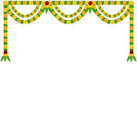 Marigold Flowers Garland Hanging Floral Toran Decoration Vector ...