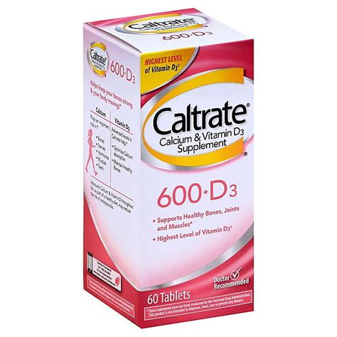 Caltrate® 60 Count 600 D Calcium Supplement Tablets