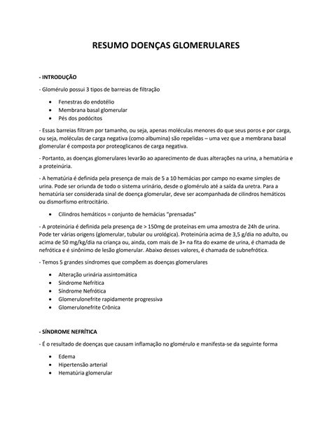 SOLUTION Doenças Glomerulares na Pediatria Internato Residência