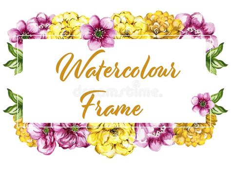 Watercolor Gouache Colorful Floral Collection With Leaves And Fl Stock