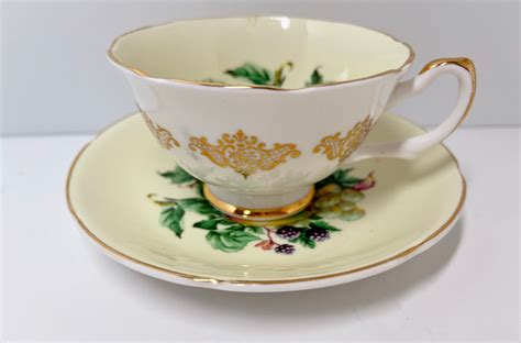 Yellow Royal Grafton Tea Cup Antique Teacup English Bone China Cups