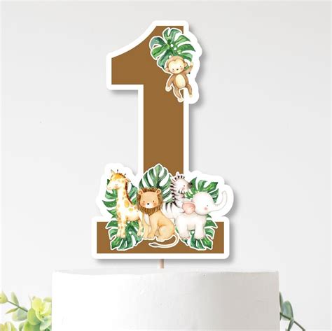 PRINTABLE Jungle Number 1 Cake Topper Jungle First Birthday - Etsy