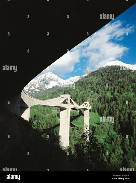 Alpine Alps Buildings Mountains Concrete Concrete Bridge Bridge