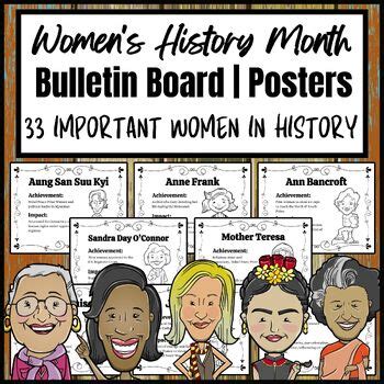 Women S History Month Bulletin Board Posters Biographies Decor