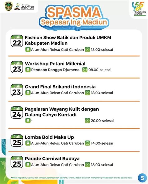 Daftar Lengkap Acara Lomba Dan Hiburan Hari Jadi Kabupaten Madiun Ke