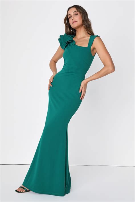 Lovely Green Dress Maxi Dress Ruffled Mermaid Dress Lulus