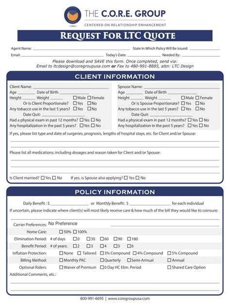 Fillable Online LTC Request Final Centered On Relationship