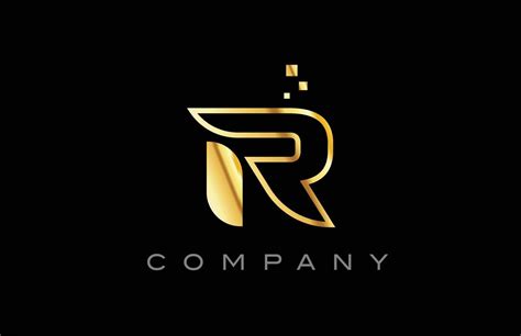 Gold R Alphabet Letter Logo Icon Creative Design Template For Company