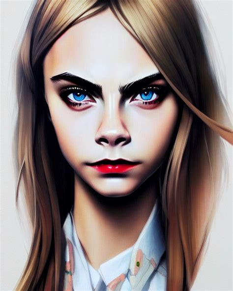 Krea Ai Portrait Of Cara Delevingne As Anime Girl Cute Fin