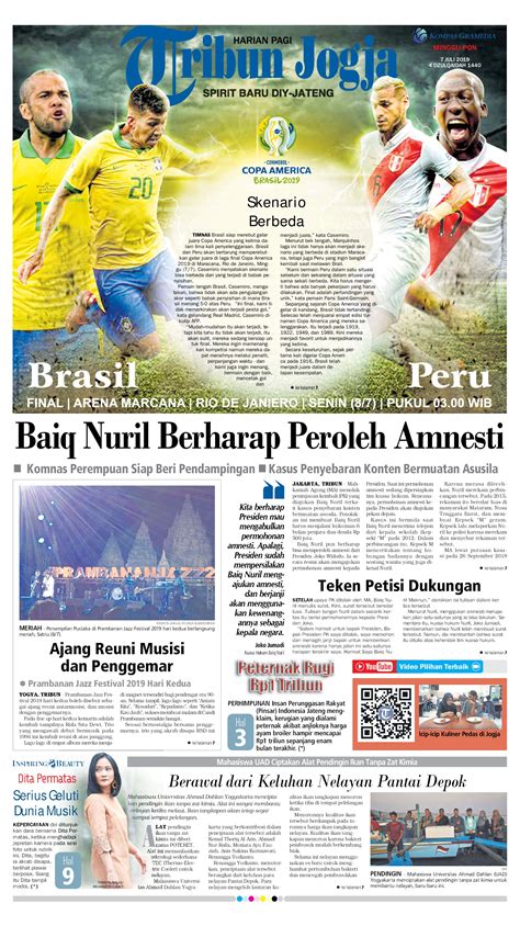 Jual Koran Tribun Jogja 07 Juli 2019 Gramedia Digital Indonesia