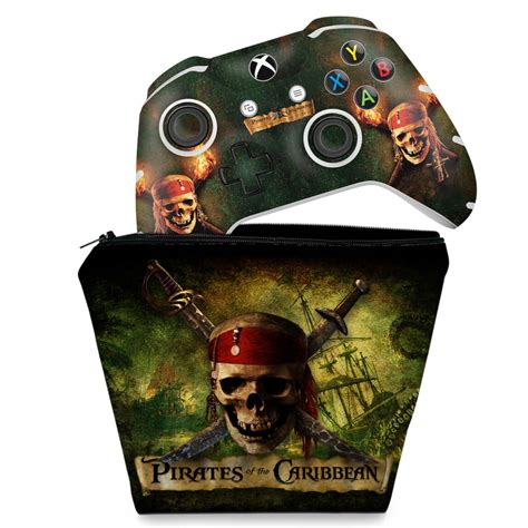 KIT Capa Case E Skin Xbox One Slim X Controle Piratas Do Caribe Pop