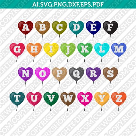 Love Balloons Letter Font Alphabet Svg Cricut Cut File Clipart Png