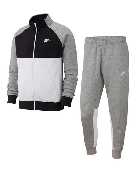 Nike Mens Full Zip Fleece Tracksuit Grey Life Style Sports UK