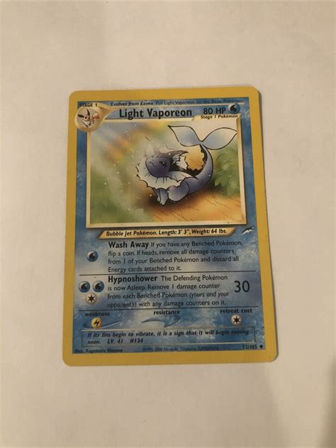 Pokémon TCG Light Vaporeon Neo Destiny 52 Regular Unlimited Uncommon