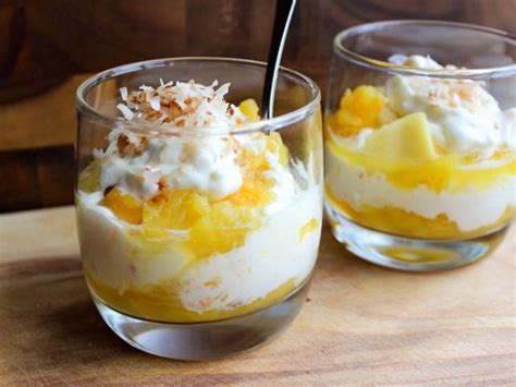 dessert glas rezepte leciht diät mango joghurt Kokos desserts Ananas