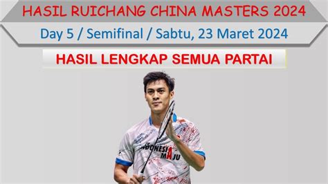 Hasil Ruichang China Masters 2024 Hari Ini Day 5 Semifinal Vito