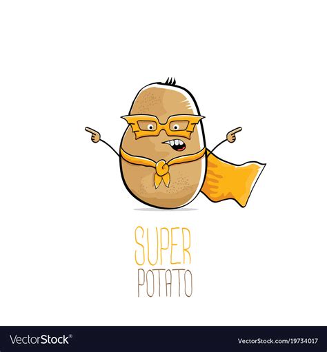 Funny cartoon cute brown super hero potato Vector Image