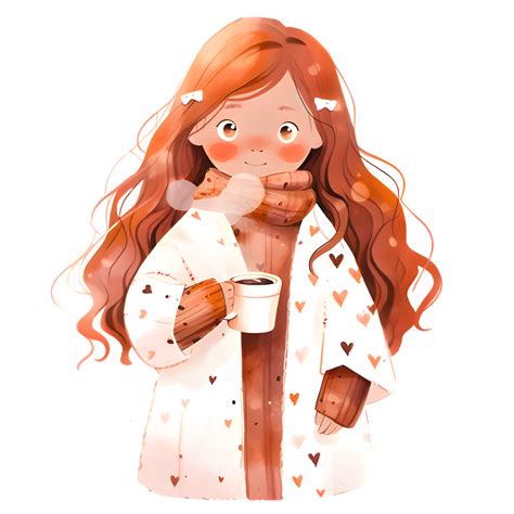 Girl With Hot Cocoa Autumn Country Lift AI Generative 31403761 PNG