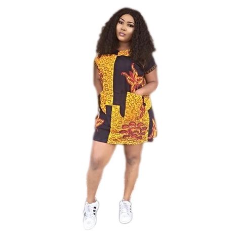 High Street African Dresses Women's Short Sleeve Dashiki Fashion O Neck ...