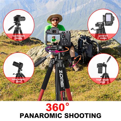 Zomei Red Q Professional Aluminium Tripod Pan Head Stand For