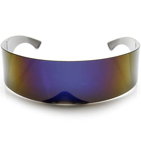 Futuristic Retro Mirror Wrap Around Shield Sunglasses Zerouv