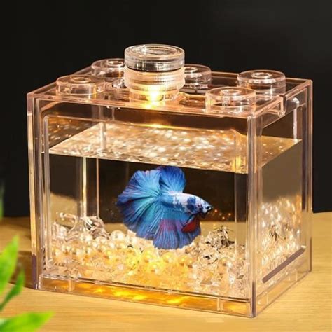 Omabeta Mini R Servoir De Poissons Petit Aquarium Betta Transparent