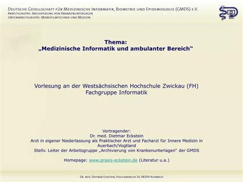 Ppt Thema Medizinische Informatik Und Ambulanter Bereich