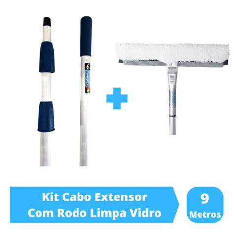 Kit Cabo Extensor 9M Rodo Limpa Vidros PreveOeste