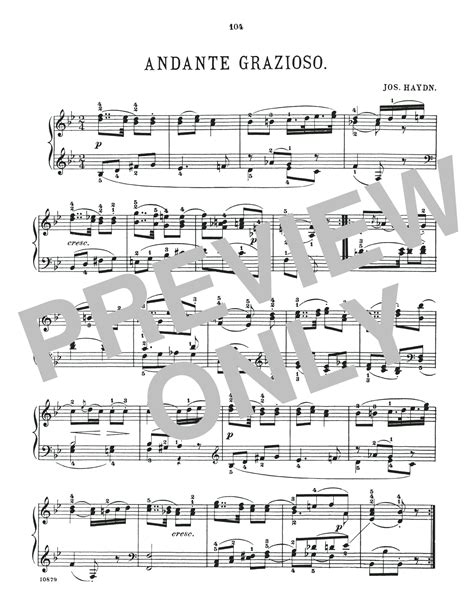 Franz Joseph Haydn Andante Grazioso In B Flat Major Sheet Music Notes