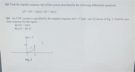 Solved Q3 Find The Impulse Response H T Of The System