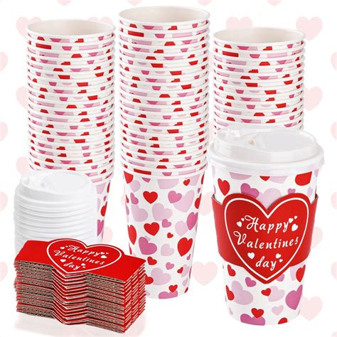 Amazon.com: 48 Pack 16 oz Valentine's Day Disposable Coffee Cups with