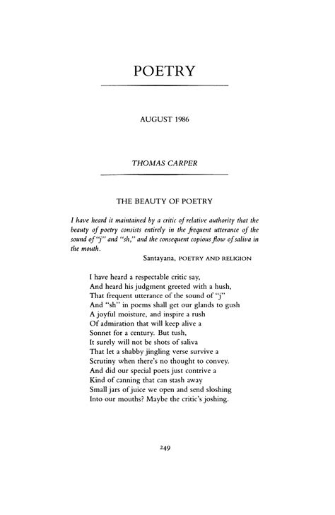 The Beauty of Poetry by Thomas Carper | Poetry Magazine