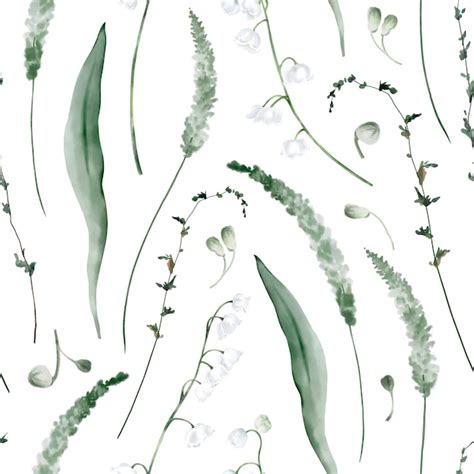 Premium Photo Watercolor Seamless Pattern Background With Lily Of The