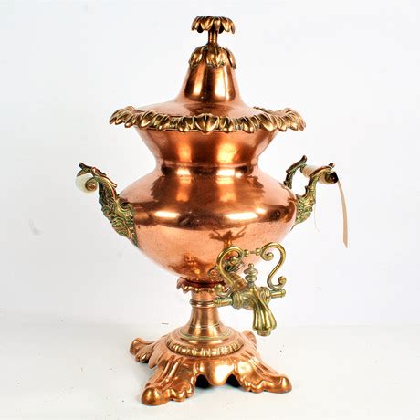 A 19TH CENTURY COPPER & BRASS SAMOVAR TEA URN. Silver & Metals - Pewter ...